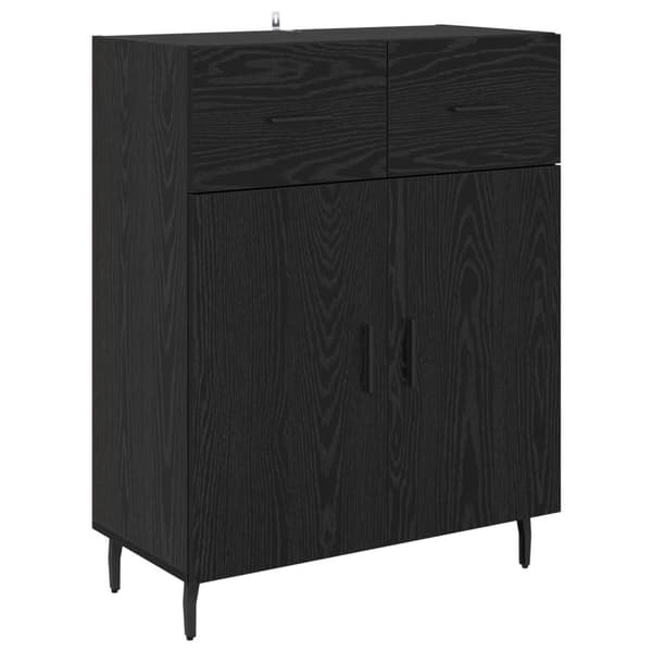 Skåp med låda 2 pcs Svart Ek Konstruerat trä