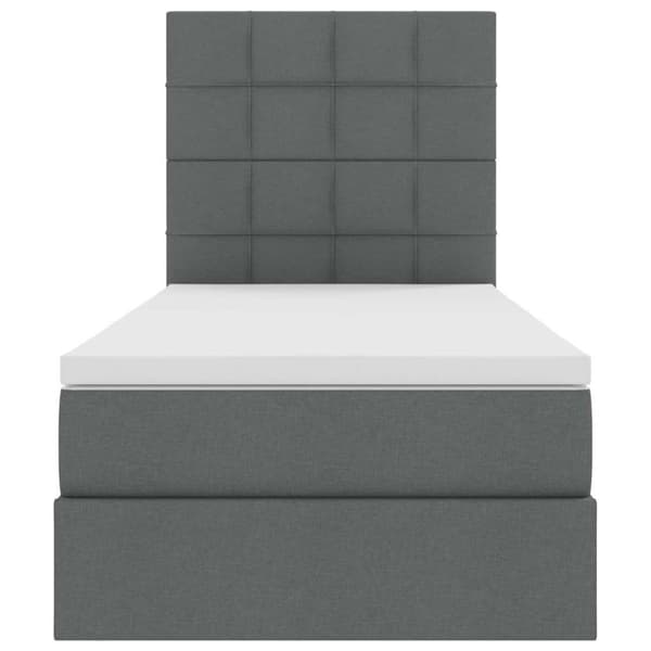 Förvaringssäng med LED med led Mörkgrå 90 x 190 cm Polyester