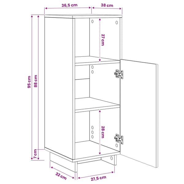 Badrumsskåp Vit 36,5 x 38 x 95 cm Konstruerat trä