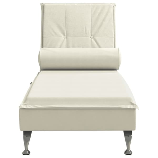 Massageschäslong med bolster gräddvit sammet