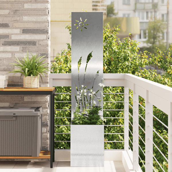Trädgårds integritetsskärm Silver 32 x 150 cm Galvaniserat stål