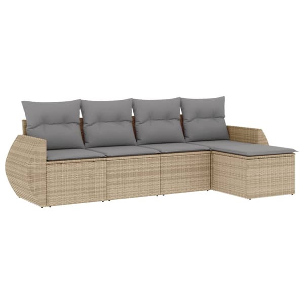 Soffgrupp för trädgården med dynor 5 delar beige konstrotting