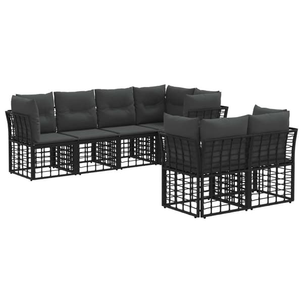 Utomhussoffset med kudde 7 pcs Svart Polyester