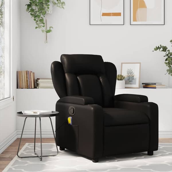 Massagefåtölj svart konstläder
