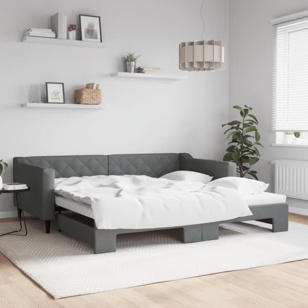 Dagbädd utdragbar mörkgrå 100x200 cm tyg