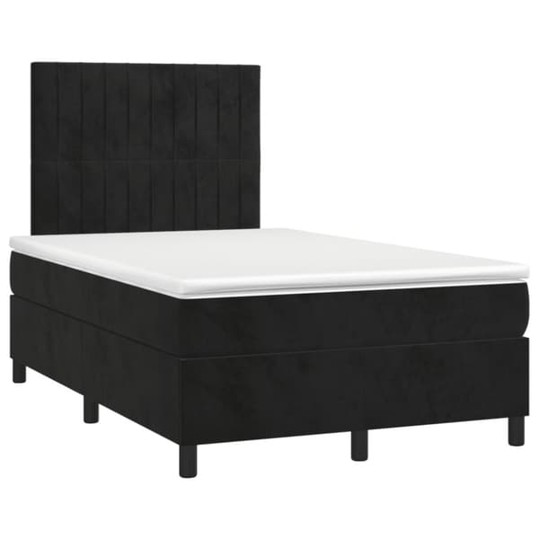 Ramsäng med madrass & LED svart 120x190 cm sammet