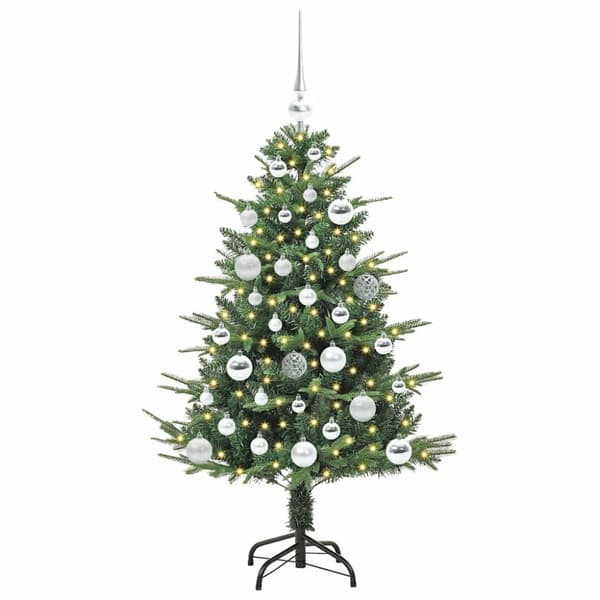 Konstgjord Förbelyst Julgran med Bollsats Grön 120 cm