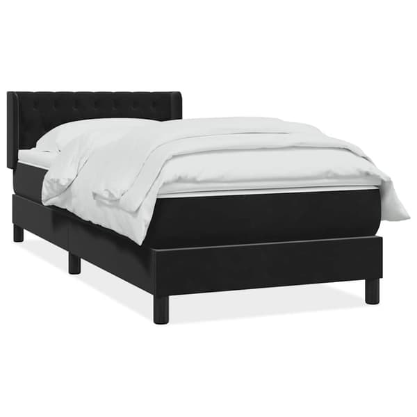 Ramsäng med madrass svart 90x210 cm sammet