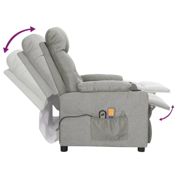 Elektrisk massagefåtölj ljusgrå tyg