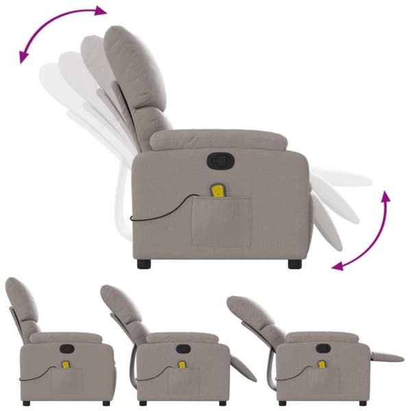 Massagefåtölj taupe tyg