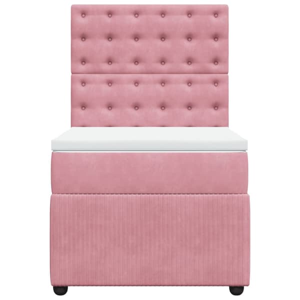 Ramsäng med madrass rosa 90x200 cm sammet