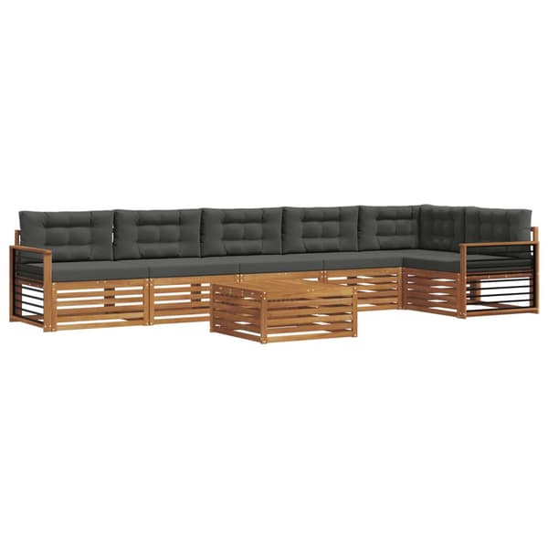 Utomhussoffset med kudde 7 pcs Naturlig och Antracit