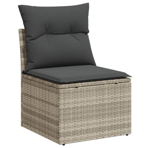 Trädgårdsoffset med kudde 7 pcs Ljusgrå Poly rattan