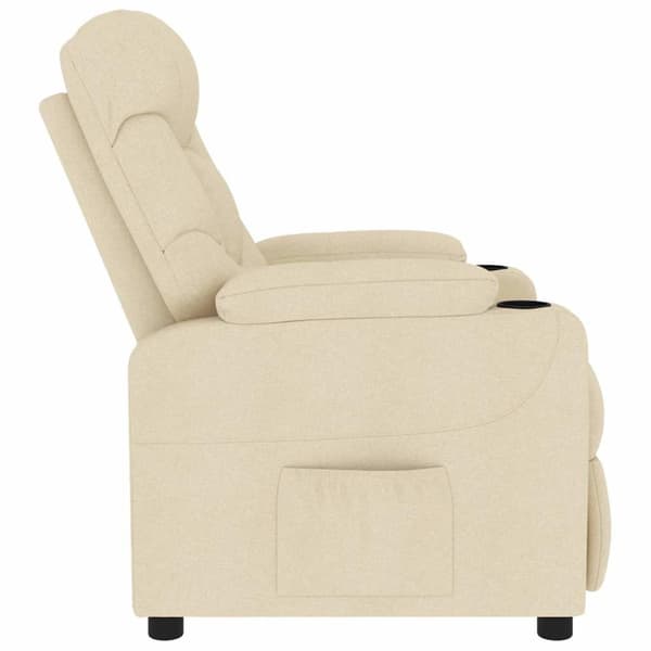 Massagefåtölj gräddvit tyg