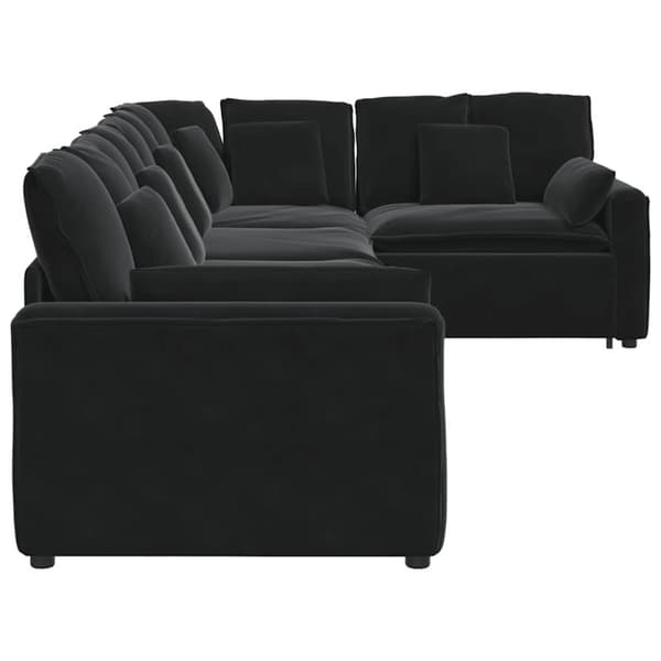 Modulsoffa med kuddar sammet svart