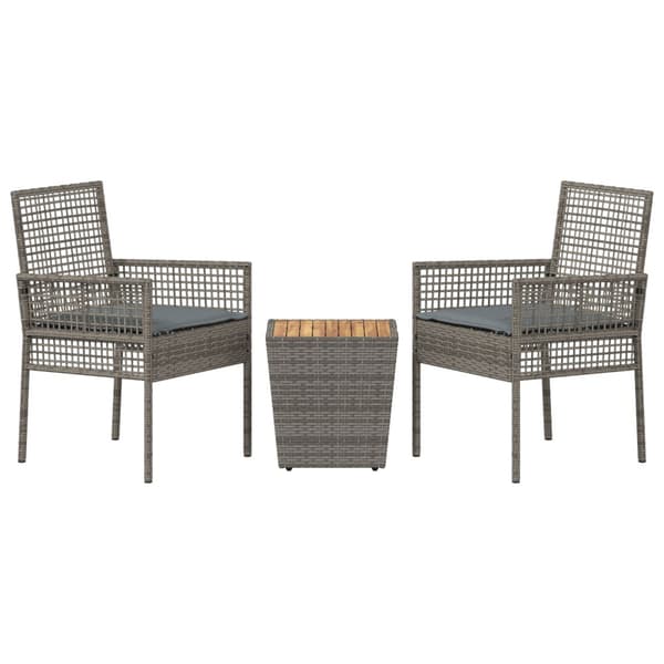 Trädgårds Bistro Set 3 pcs Grå konstrotting