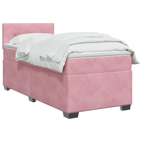 Boxspring säng med madrass och LED Rosa 100 x 200 cm Sammet