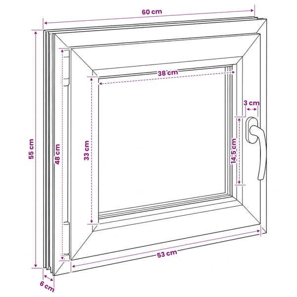 Källarfönster RISOR 60 x 55 cm PVC och glas