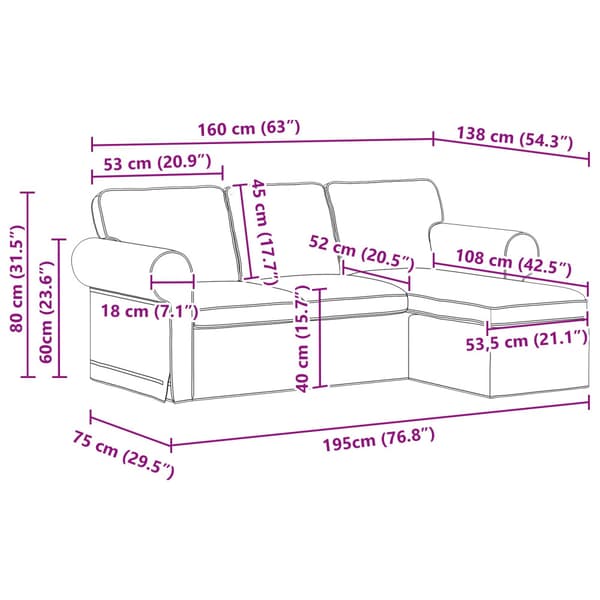 Soffa Blå 195 x 138 x 80 cm tyg