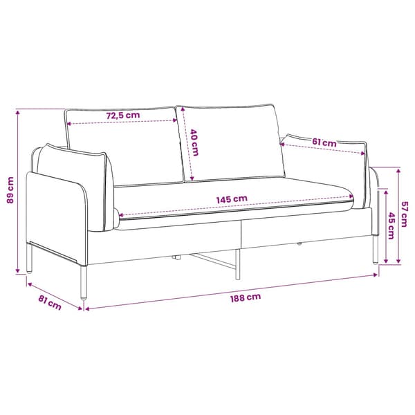 2-sits soffa Vit 188 x 81 x 89 cm Tyg