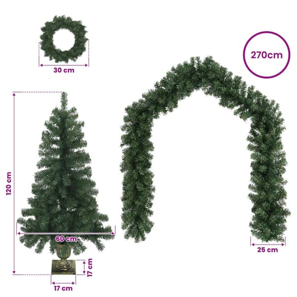 Mini-julgransset 120 cm PVC Grön