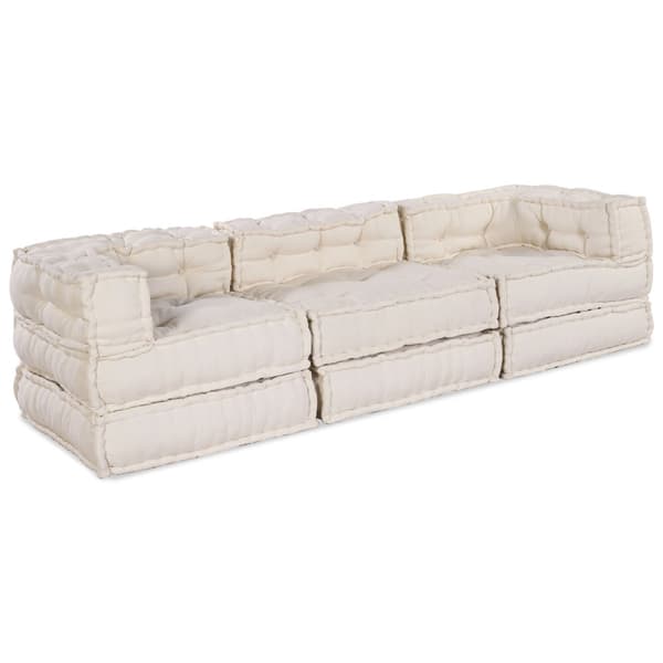 Modulsofa enhet 3 pcs Gräddvit Tyg