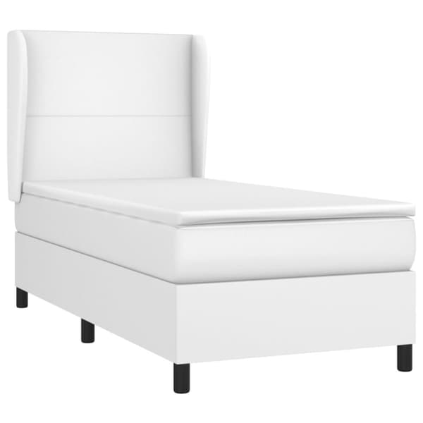 Ramsäng med madrass vit 90x200 cm konstläder