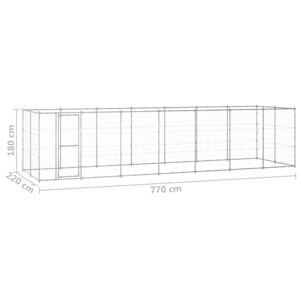 Hundgård för utomhusbruk galvaniserat stål 16,94 m²
