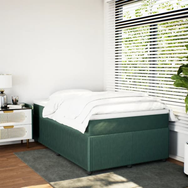 Ramsäng med madrass mörkgrön 120x190 cm sammet