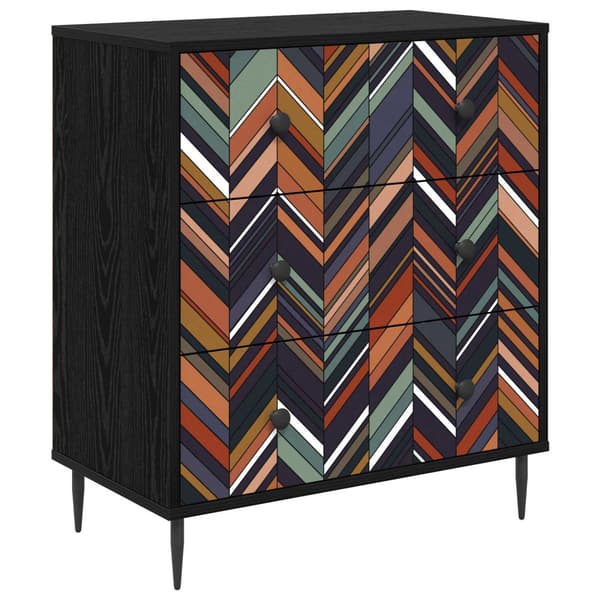 Kommode OMMEN Geometrisk tryck 66 x 36,5 x 76 cm Svart ek