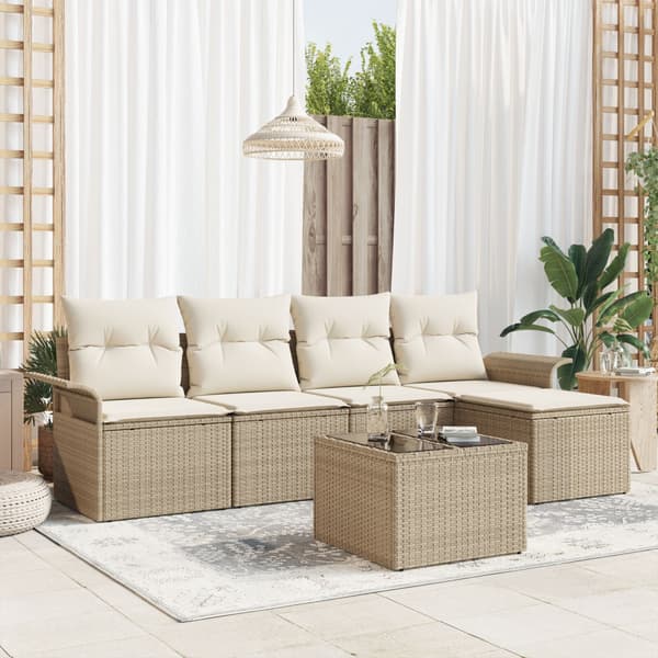 Trädgårdsoffset 6 st Beige konstrotting
