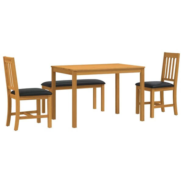Matgrupp 4 st Svart Massivt Ekträ