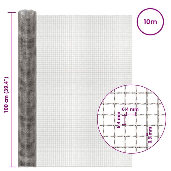 Nätduk 100 x 1000 cm 3 Mesh Rostfritt stål 201 Silver