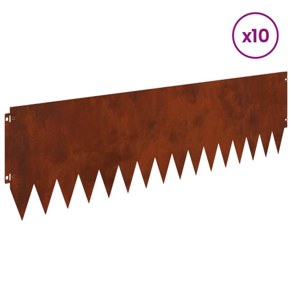 Kant för gräsmatta 10 pcs 103 x 30 cm Stål Rostig
