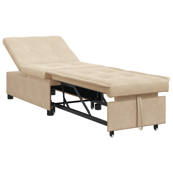 Pull Out Sofa Bed Kräm 194 x 67 x 82 cm Mikrofiber