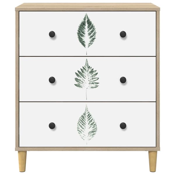 Kommode HANAU Grön lövtryck 66 x 36,5 x 75 cm Konstruerat trä