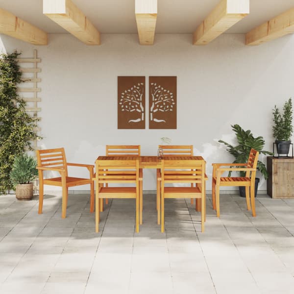 Trädgårdsmöbelset 7 pcs Brun Massivt Akaciaträ
