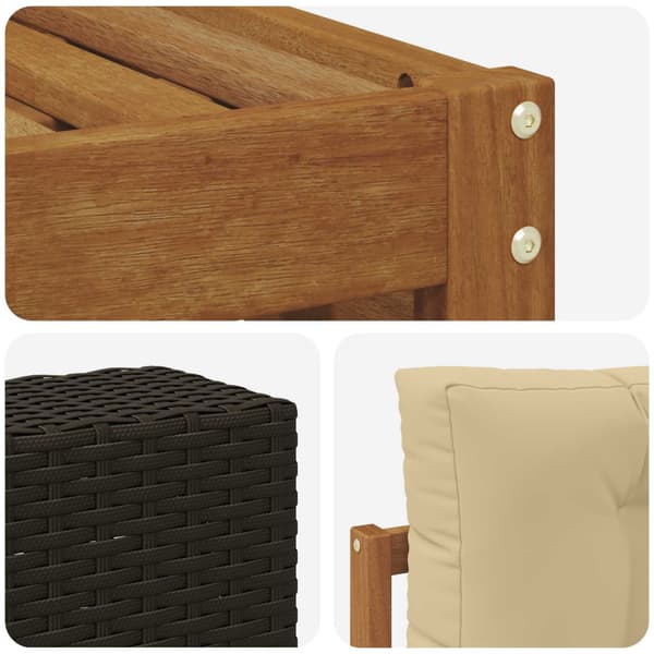 Utomhussoffset med kudde 5 pcs Naturlig och Beige Polyester