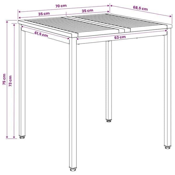 Trädgårds Middagsbord Vit och svart 70 x 68,5 x 75 cm