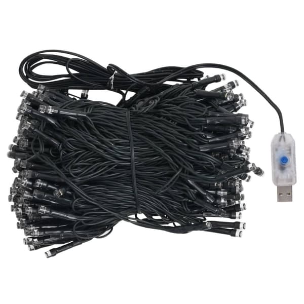 Belyst plastgran med kulor vit 210 cm PVC