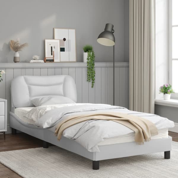 Bed Frame with LED without Mattress "Hvar" White 90x190 cm