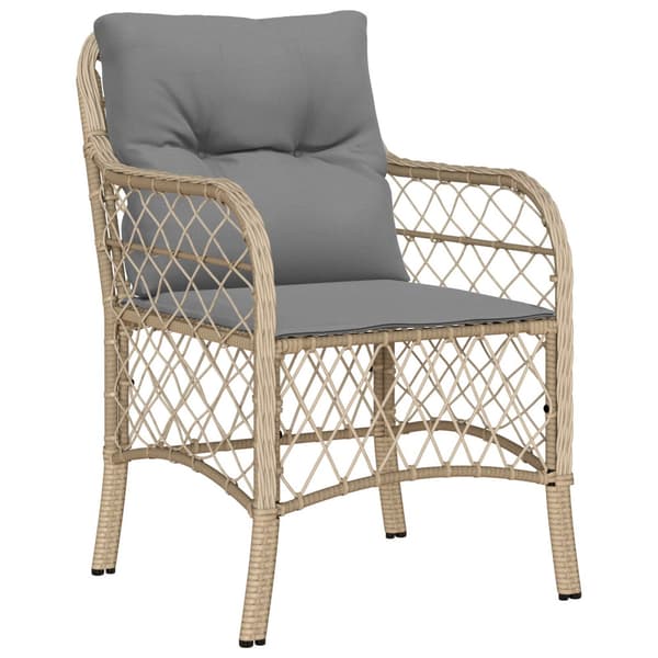 Trädgårdsmöbelset 7 st Beige konstrotting