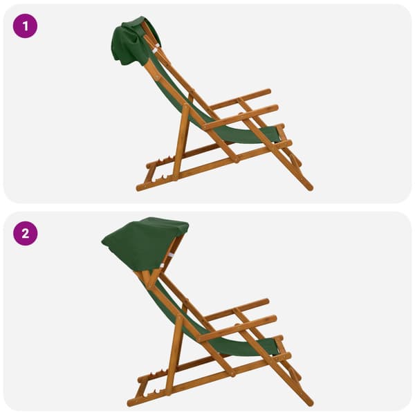 Deck Chair 3 Position Massiv Eukalyptus Trä Grön