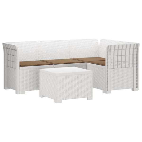 4-sits Trädgårdsoffa med Kuddar Rattan Look PP Vit