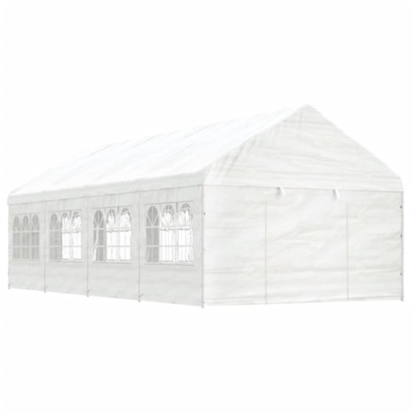 Paviljong med tak vit 8,92x4,08x3,22 m polyeten