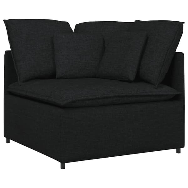Modulsoffa med fotpall och dynor svart