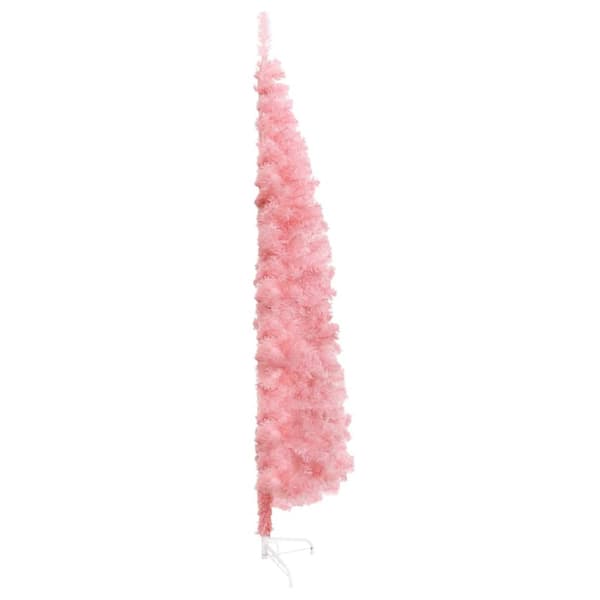 Smal halv plastgran med stativ rosa 180 cm