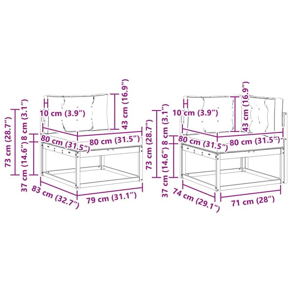 Utomhussoffset med kudde 3 pcs Vit och antracit Polyester