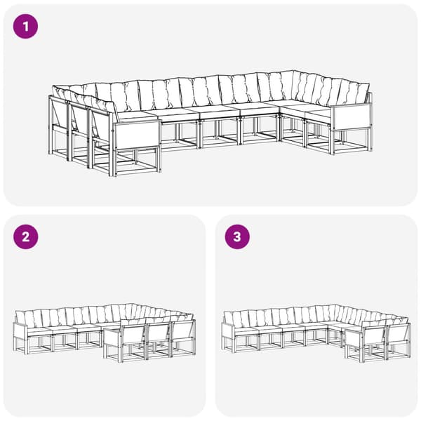Utomhussoffset med kudde 10 pcs Naturlig och Grädde