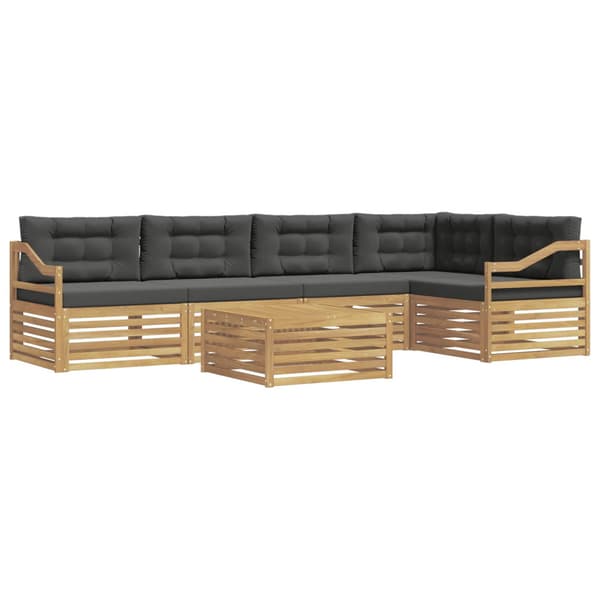 Utomhussoffset med kudde 6 pcs Vit och antracit Polyester